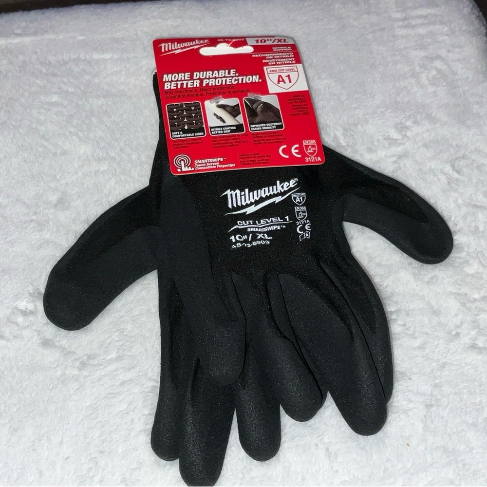 Milwaukee Glove 48-73–8903 Nitrile Gloves A1 Size XL 10”Touch smart Tech New